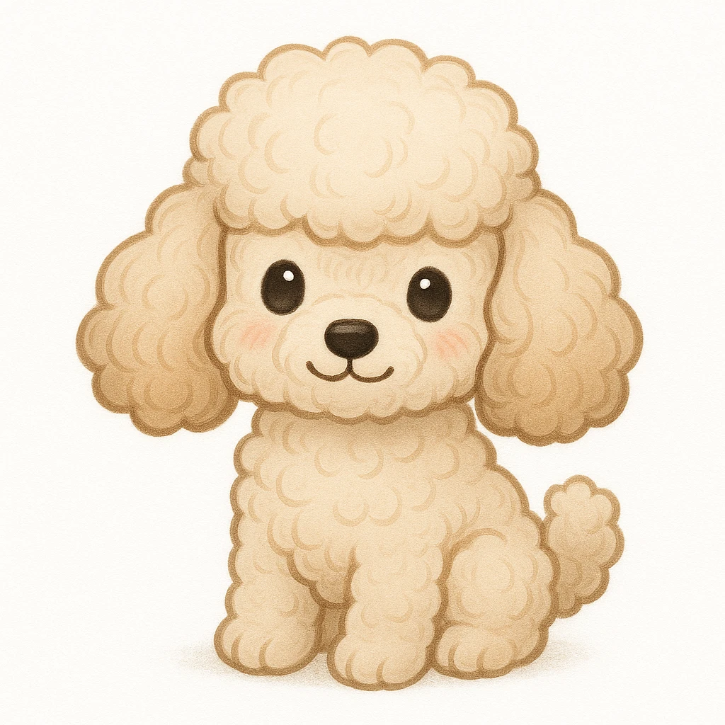 Creation by creationbyai: Adorable Poodle illustration, sd character, white background