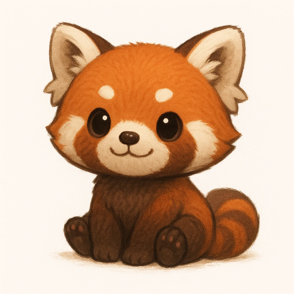 Creation by creationbyai: Adorable Red Panda illustration, sd character, white background
