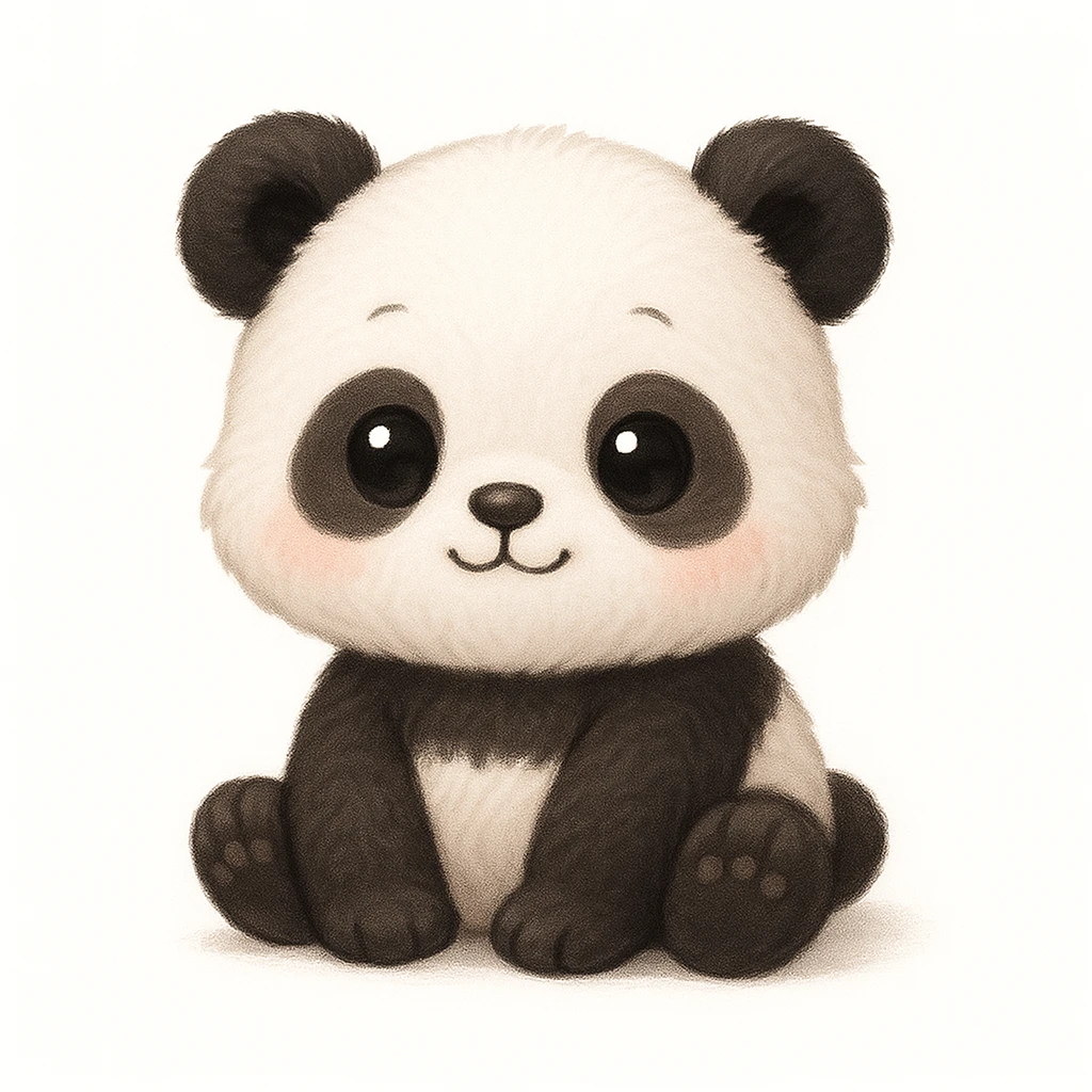 Creation by creationbyai: Adorable Panda illustration, sd character, white background