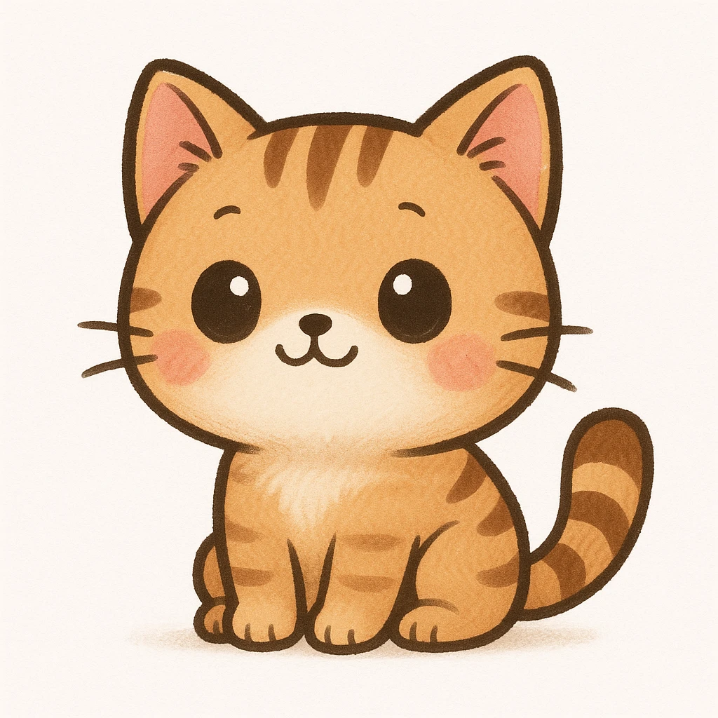 Creation by creationbyai: Adorable cat illustration, sd character, white background