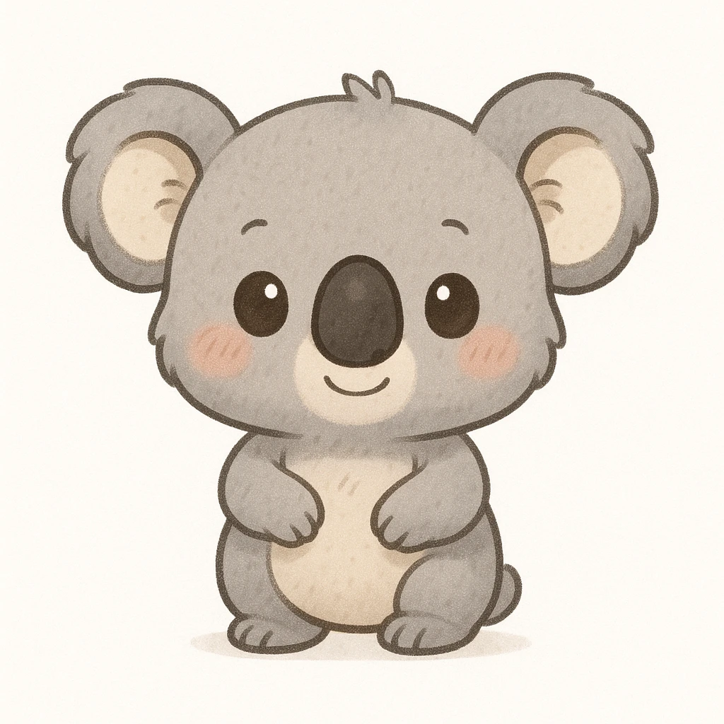 Creation by creationbyai: Adorable Koala illustration, sd character, white background