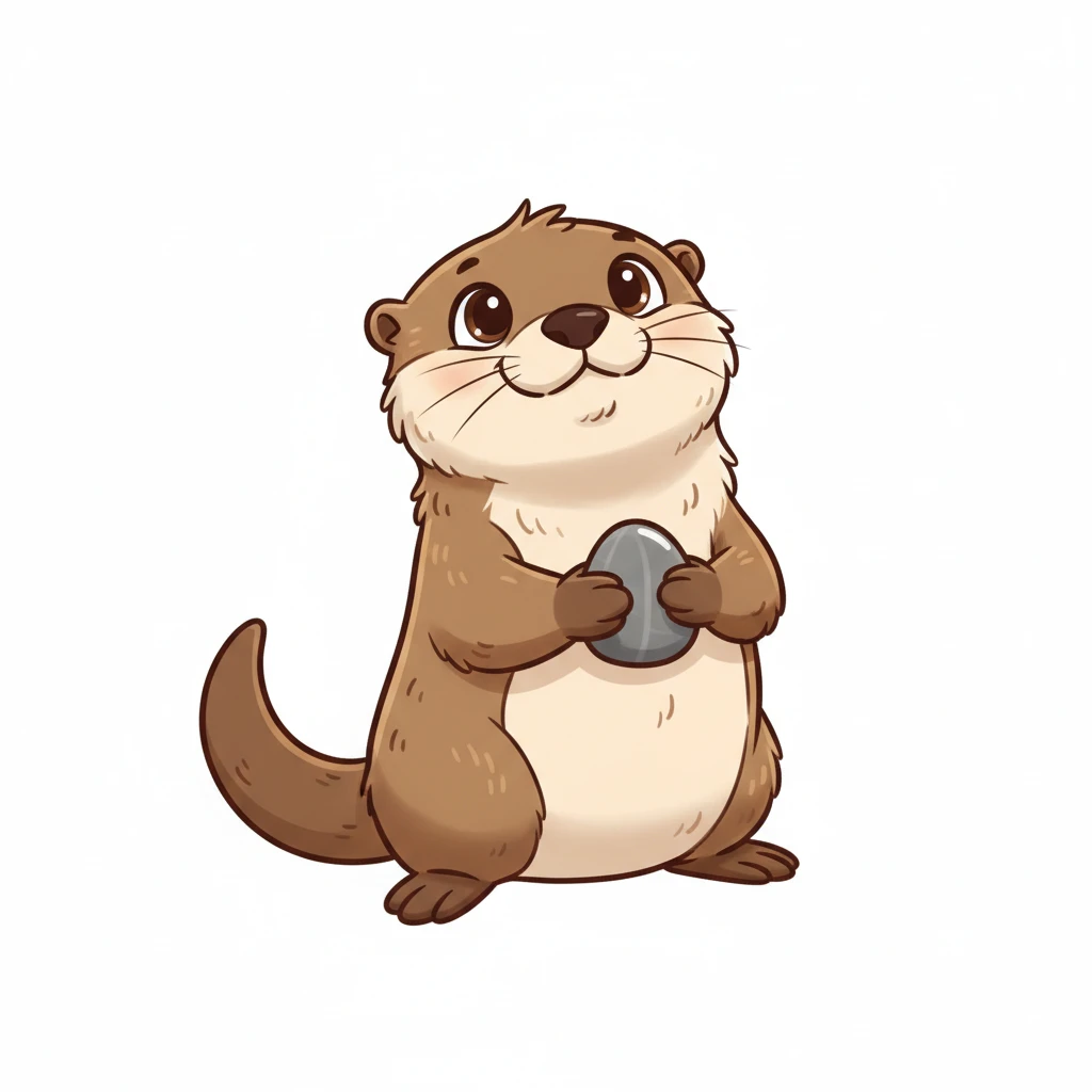 Creation by creationbyai: Adorable Otter illustration, sd character, white background