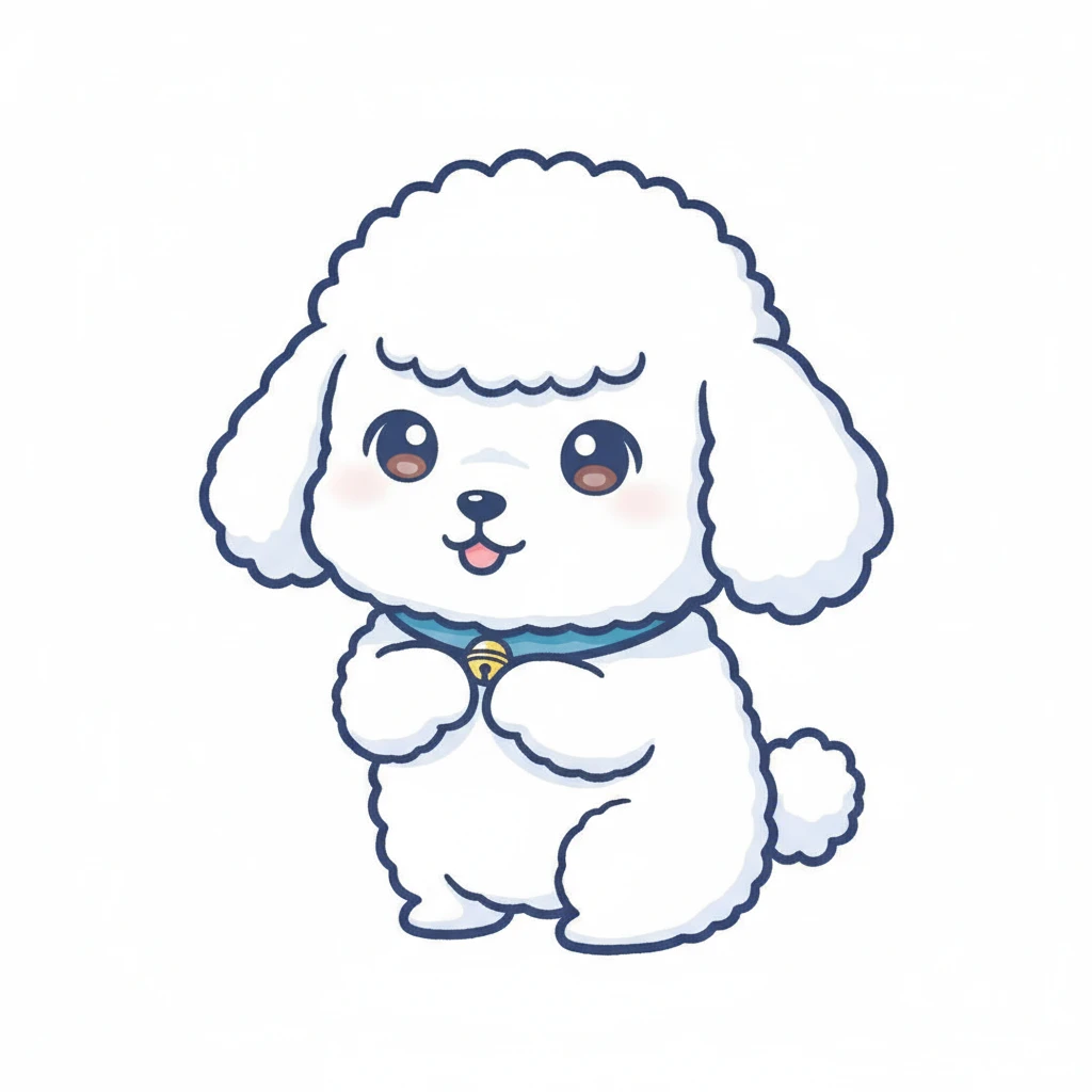 Creation by creationbyai: Adorable Poodle illustration, sd character, white background