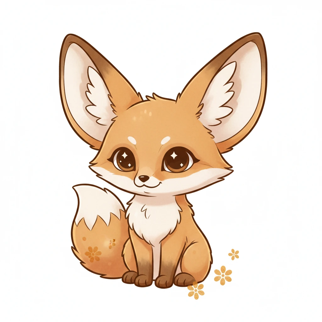 Creation by creationbyai: Adorable Fennec fox illustration, sd character, white background