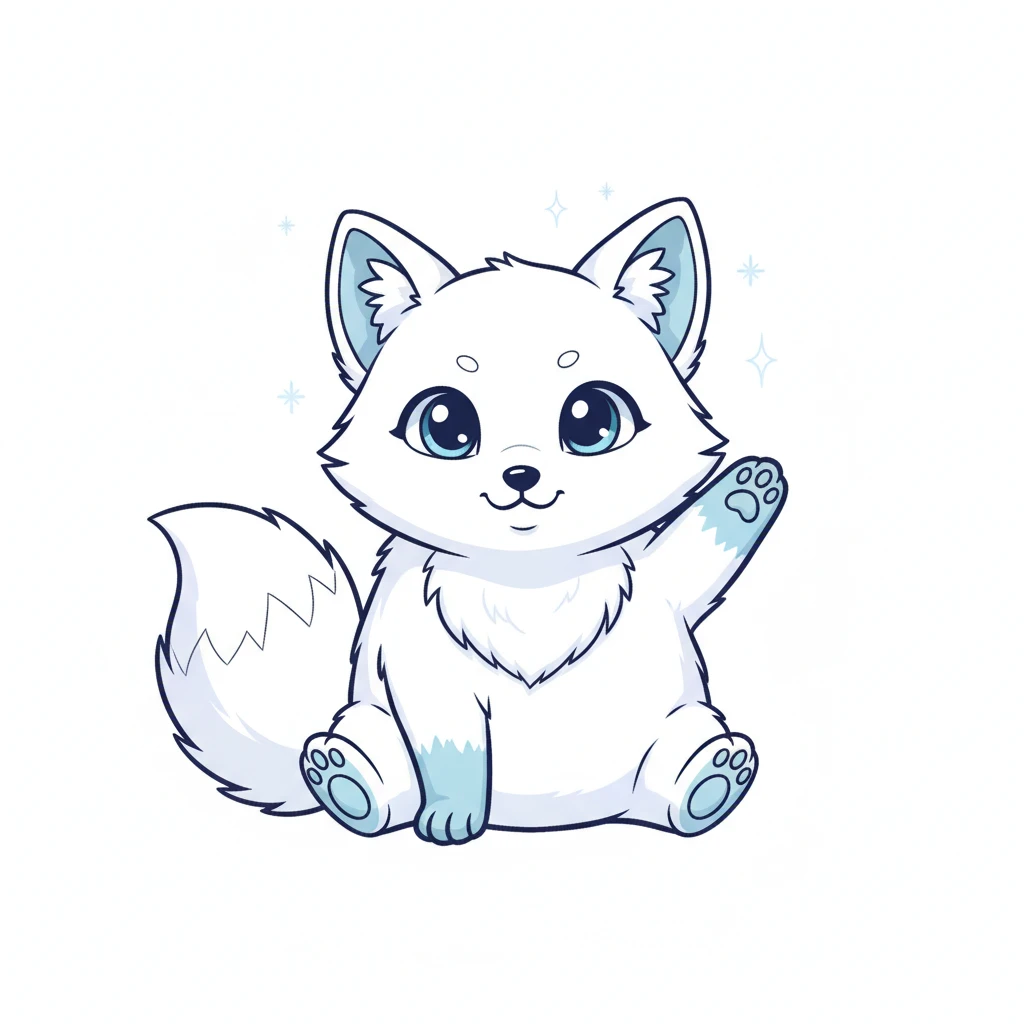 Creation by creationbyai: Adorable Arctic fox illustration, sd character, white background