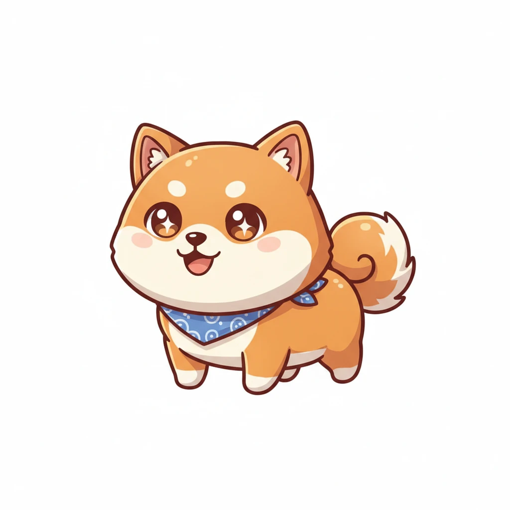 Creation by creationbyai: Adorable Shiba Inu illustration, sd character, white background