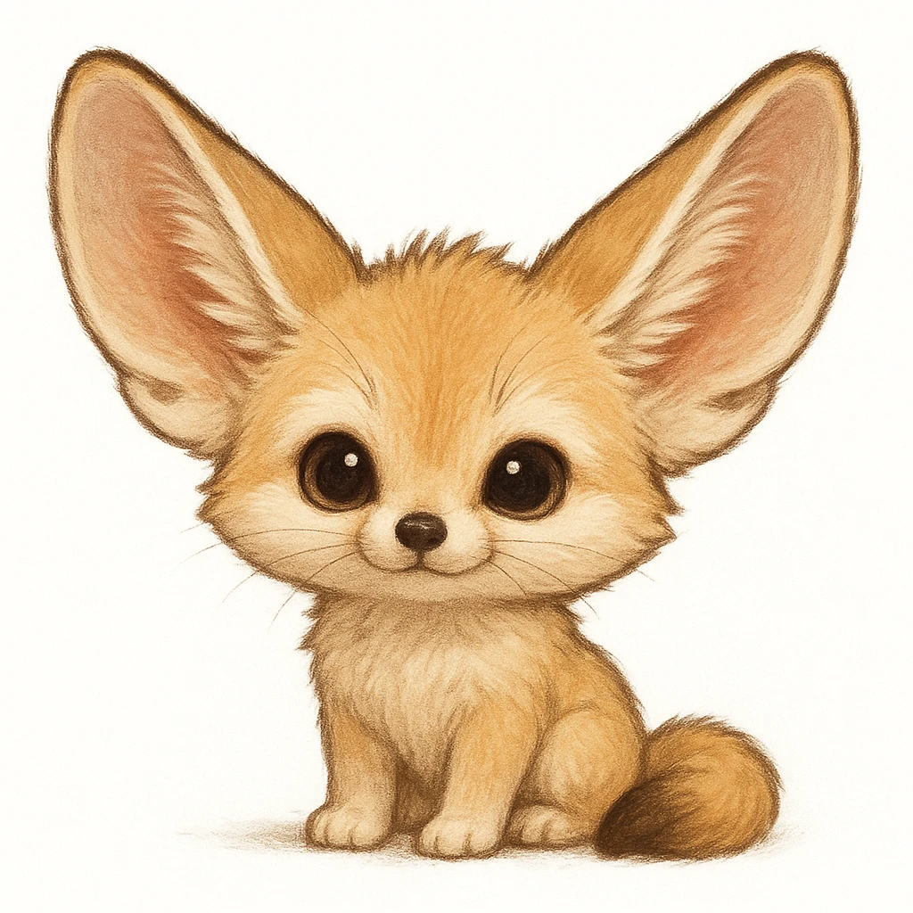 Creation by creationbyai: Adorable Fennec fox illustration, sd character, white background