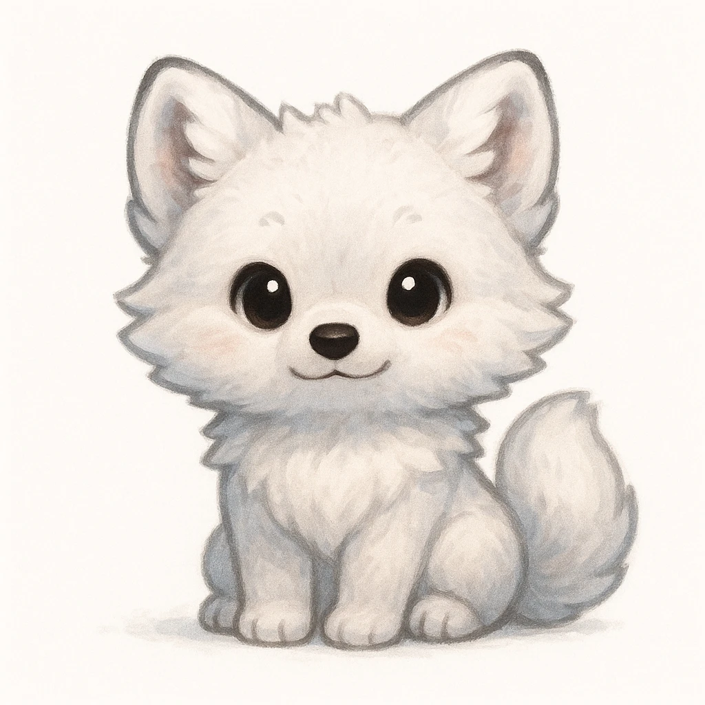 Creation by creationbyai: Adorable Arctic fox illustration, sd character, white background
