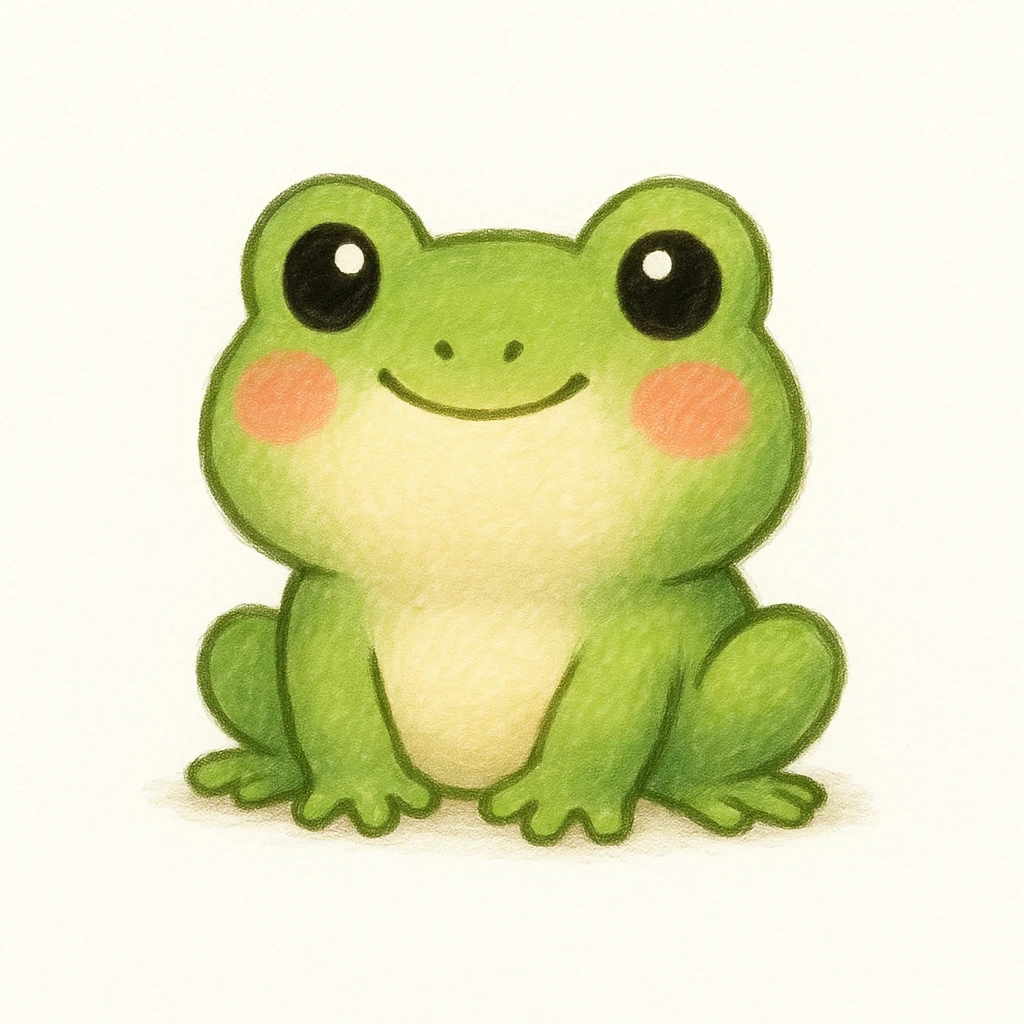 Creation by creationbyai: Adorable Frog illustration, sd character, white background