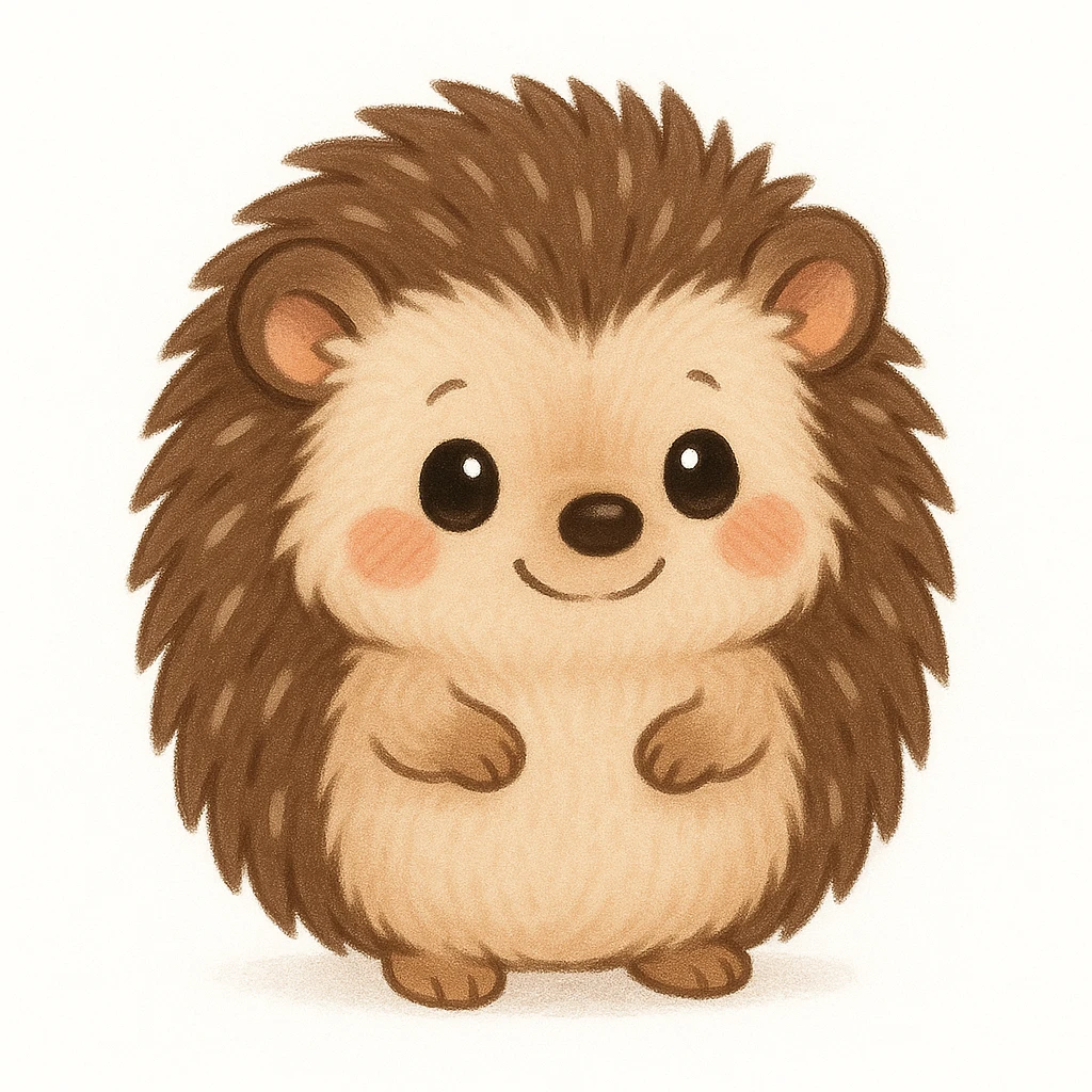Creation by creationbyai: Adorable Hedgehog illustration, sd character, white background