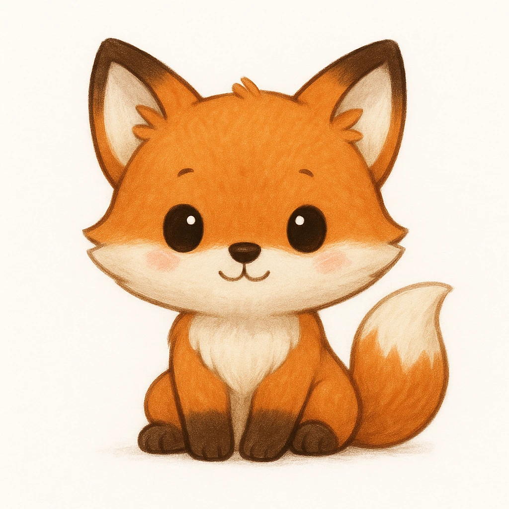 Creation by creationbyai: Adorable Fox illustration, sd character, white background