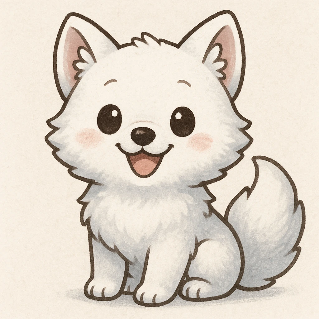 Creation by chibi: Cute Arctic Fox SD Character Illustration with Happy Expression