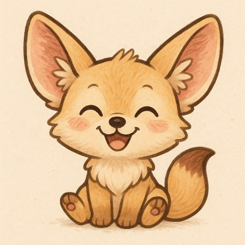 Creation by chibi: Cute Fennec Fox SD Character Illustration with Happy Expression