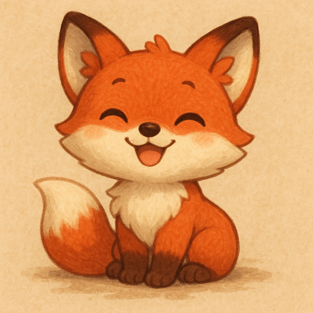 Creation by chibi: Cute Red Fox SD Character Illustration with Happy Expression