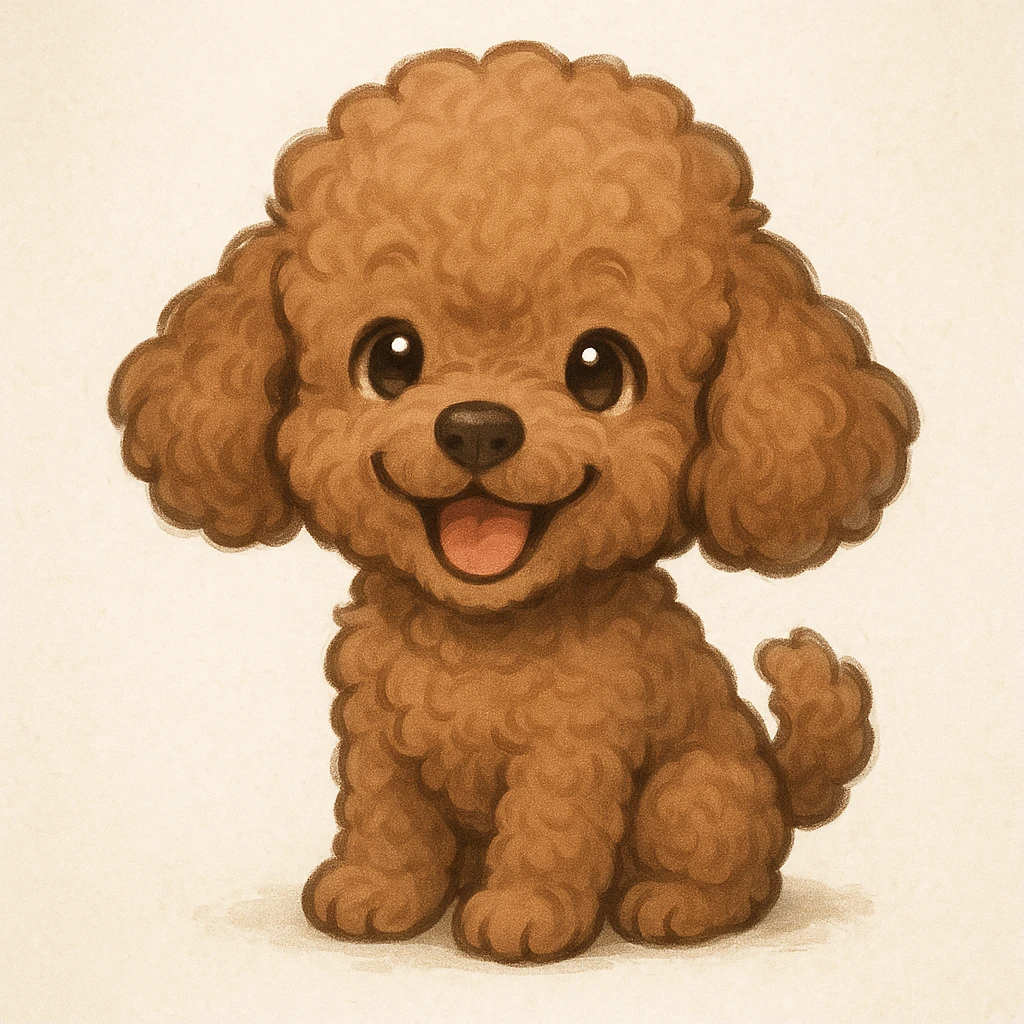Creation by chibi: Cute Poodle SD Character Illustration with Happy Expression