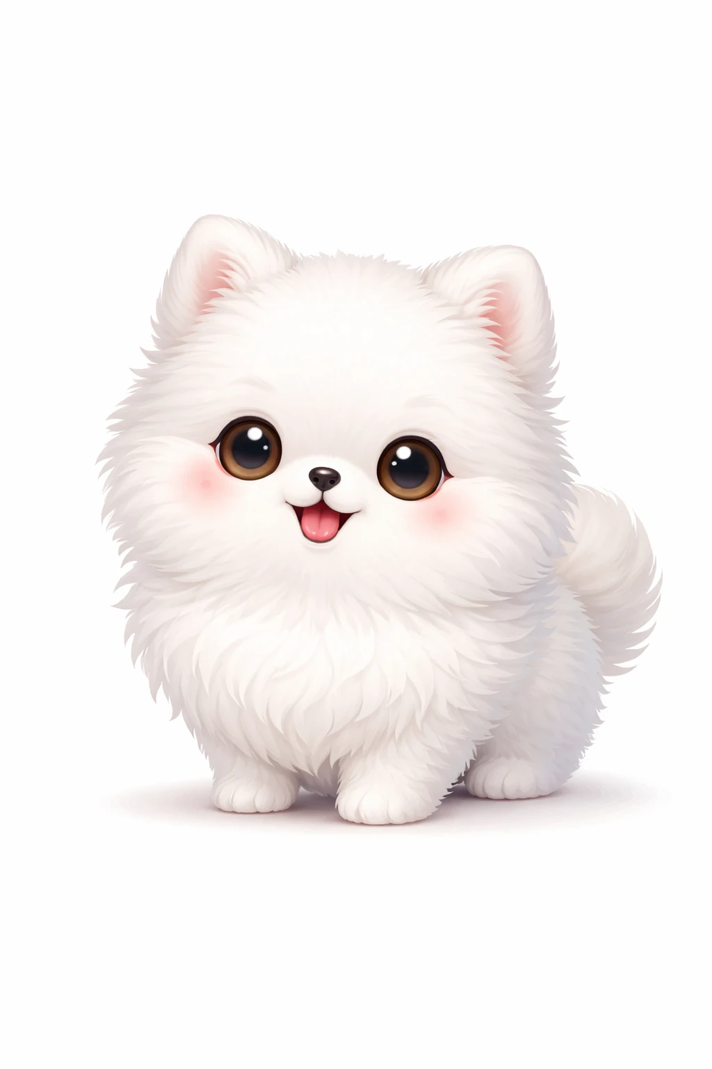 Creation by chibi: Adorable White Pomeranian illustration, sd character, white background