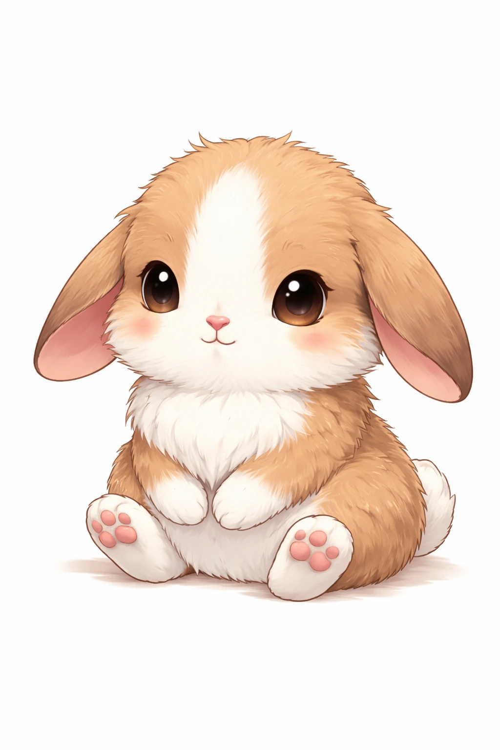 Creation by chibi: Adorable Brown and White Rabbit illustration, SD character, white background