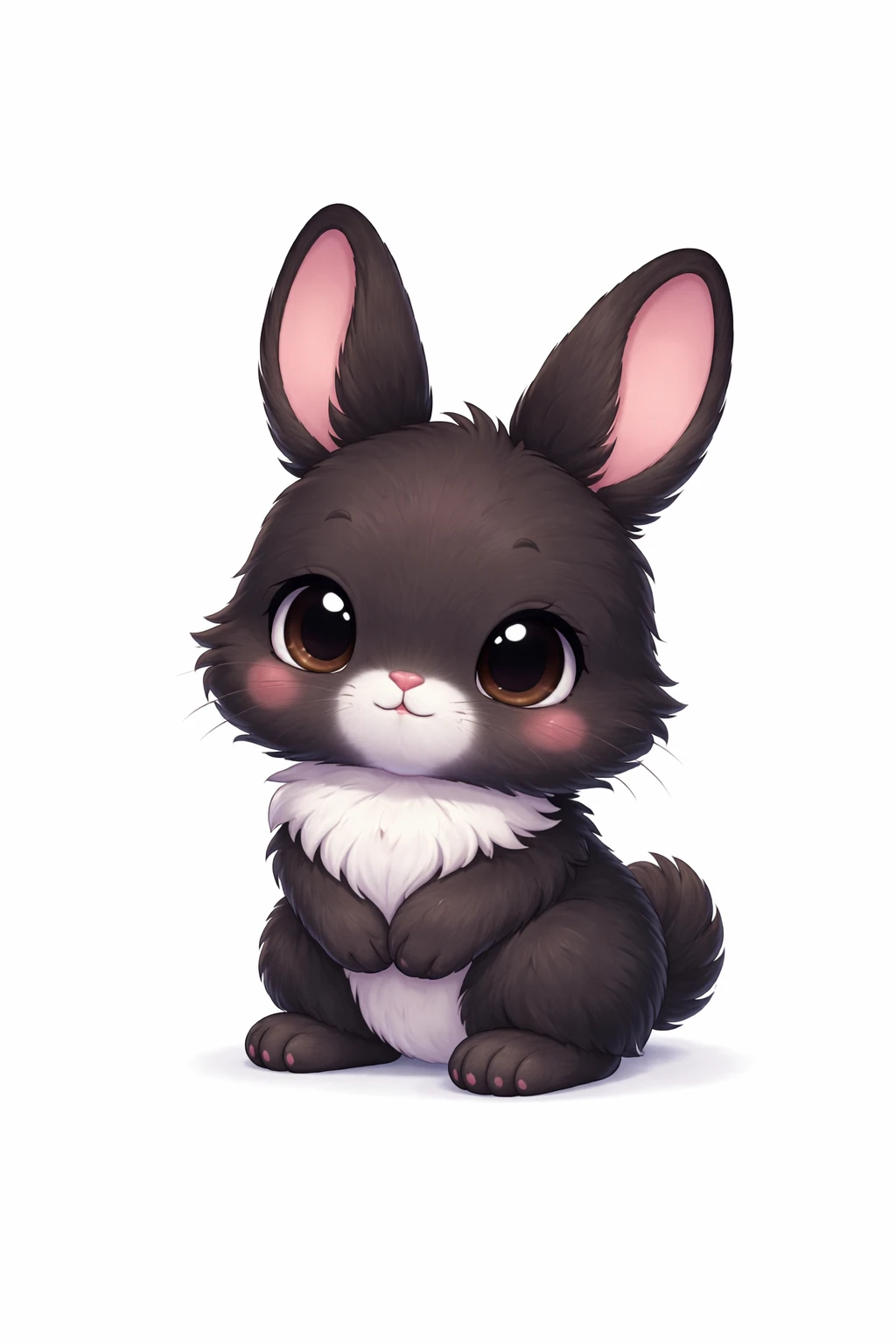 Creation by chibi: Adorable Black Rabbit illustration, SD character, white background