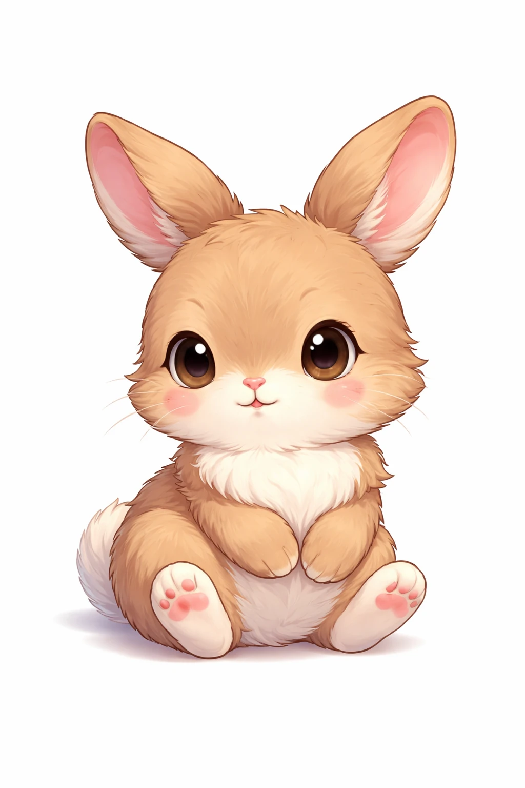 Creation by chibi: Adorable Brown Rabbit illustration, SD character, white background