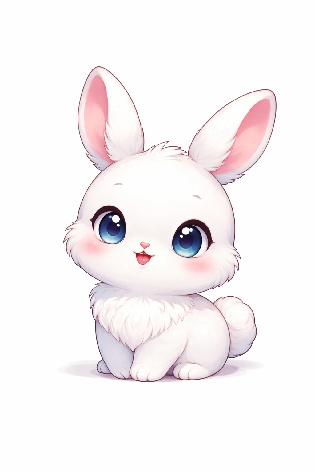 Creation by chibi: Adorable White Rabbit illustration, SD character, white background